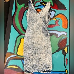 Vintage Paris Blues Acid Wash Mini Dress